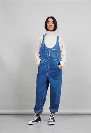 VINTAGE BLUE 80'S BUTTON DOWN DENIM LEE DUNGAREES