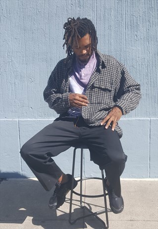 90S HERITAGE MINIMALIST PLAID SHIRT JACKET XL