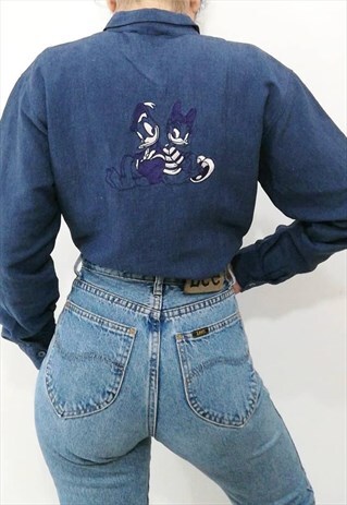 VINTAGE EMBROIDERED DONALD AND DAISY DISNEY SHIRT