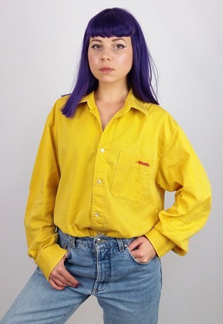 DHL VINTAGE 90'S DHL UNISEX BOYFRIEND SHIRT YELLOW