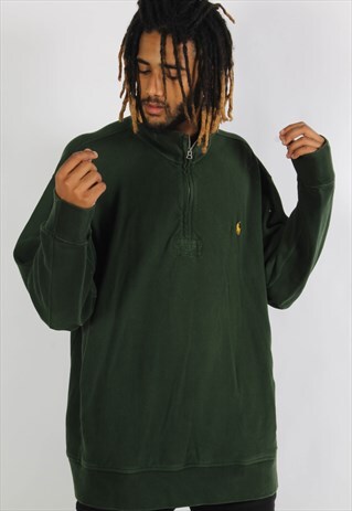VINTAGE POLO RALPH LAUREN 1/4 ZIP SWEATSHIRT GREEN
