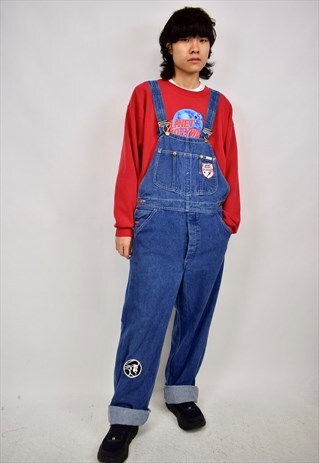 VINTAGE 90S LEE BLUE DENIM DUNGAREES