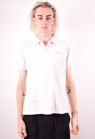 REEBOK MENS VINTAGE POLO SHIRT SMALL WHITE 90S