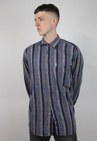 VINTAGE 90'S STRIPED PATTERNED SHIRT