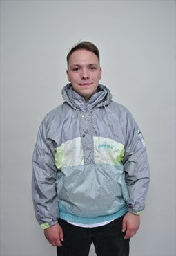 Festival anorak jacket, 90's multicolor windbreaker, mens 