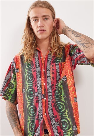 VINTAGE PATTERNED FESTIVAL SHORT SLEEVE SHIRT