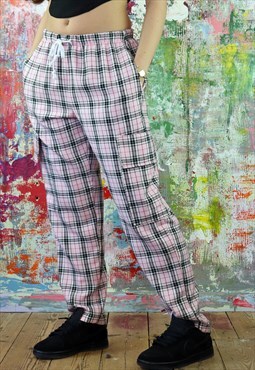 Cargo Trousers in pink check