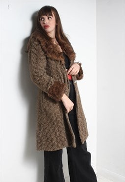 Vintage Faux Fur Jacket Brown