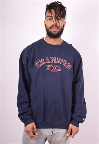 CHAMPION MENS VINTAGE SWEATSHIRT JUMPER XL NAVY BLUE 90'S