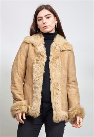 VINTAGE TAN 90S PREMIUM SHEEPSKIN JACKET
