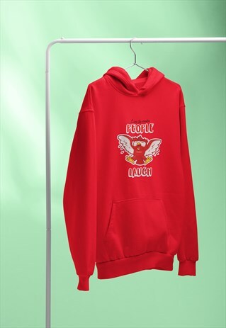 PEOPLE LAUGH BIRD RED HOODIE RETRO
