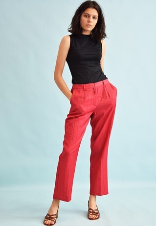 90'S RETRO CORRUGATED REGULAR WAIST TAPERED TROUSERS
