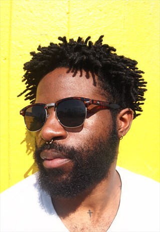 BLACK LENS TORTOISE FRAME CLUB MASTER SUNGLASSES