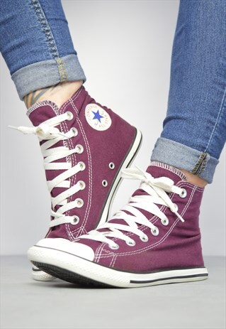 VINTAGE 90S CONVERSE BURGUNDY DAINTY SOLE HI-TOPS GRUNGE
