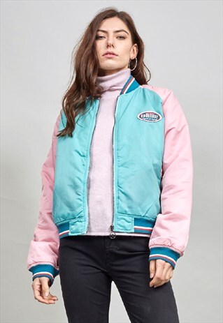 VINTAGE 90'S CONVERSE CANDY COLOUR SATIN BOMBER JACKET