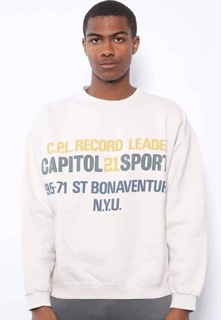 VINTAGE CAPITOL SPELLOUT SWEATSHIRT BEIGE