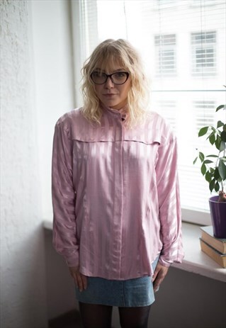 VINTAGE 80'S LILAC HIGH COLLAR BLOUSE