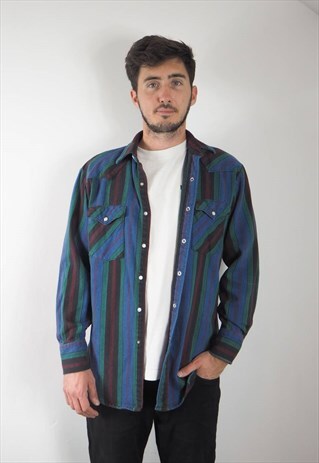 VINTAGE WESTERN STRIPED COTTON SHIRT