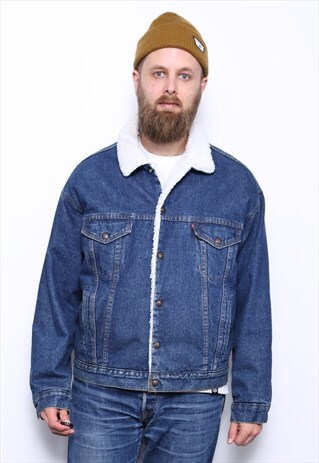 VINTAGE LEVI'S SHEARLING LINED BLUE DENIM JACKET