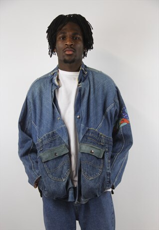 VINTAGE AMAZING 90S PATTERNED DENIM JACKET