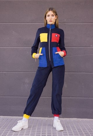 HANDMADE BOILERSUIT IN NAVY WITH FINE CORDUROY (CUSTOM SIZE)
