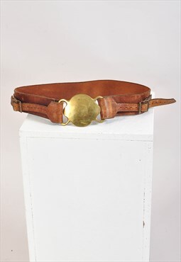 Vintage 90s real leather belt in brown