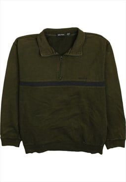 Vintage 90's Nautica Sweatshirt Heavyweight Quater Zip Green