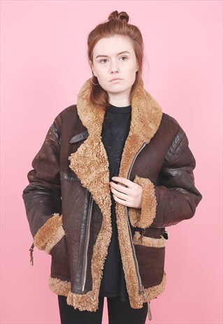 VINTAGE LEATHER SHEEP SKIN FLIGHT JACKET /R9065