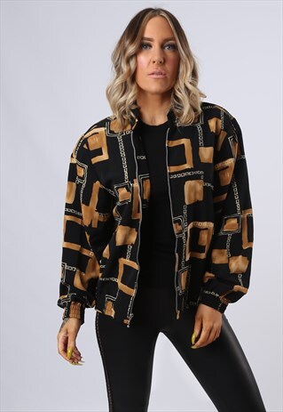 BOMBER JACKET PRINT OVERSIZED PATTERNED UK 12 (BFB)