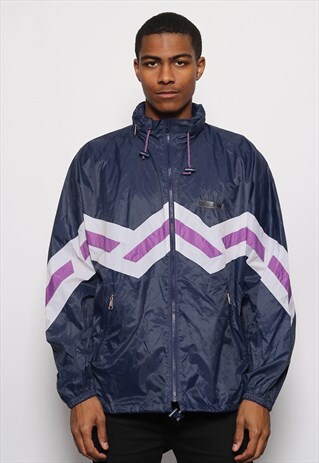 VINTAG ADIDAS LOGO WINDBREAKER JACKET NAVY BLUE