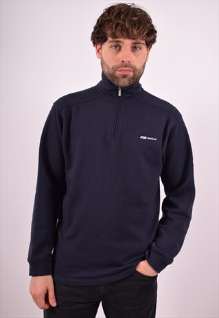 REEBOK MENS VINTAGE SWEATSHIRT JUMPER MEDIUM NAVY BLUE 90S