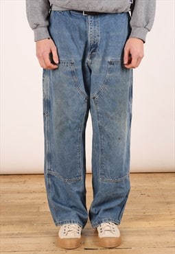 Vintage Carhartt Double Knee Carpenter Pants Men's Mid Blue