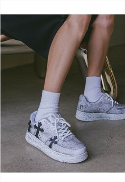 Retro classic spray sneakers cross trainers in grey