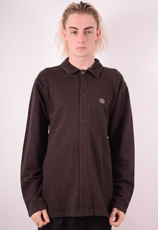 CHAMPION MENS VINTAGE SHIRT LARGE BROWN 90S