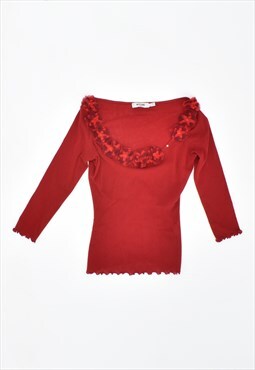 Vintage 90's Moschino 3/4 Sleeve  Blouse Top Red