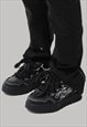 GOTHIC HIGH TOPS PUNK SNEAKERS GRUNGE SKATER TRAINERS BLACK