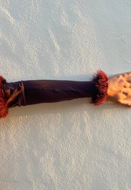 Handmade Luxury Maribou Feather Mid-Forearm Length Sleeves