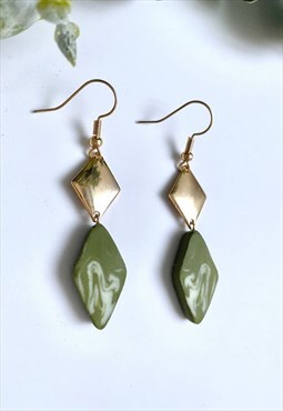 Green Geometric Earrings 