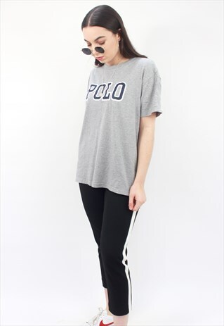 90'S RETRO GREY SPELL-OUT T-SHIRT