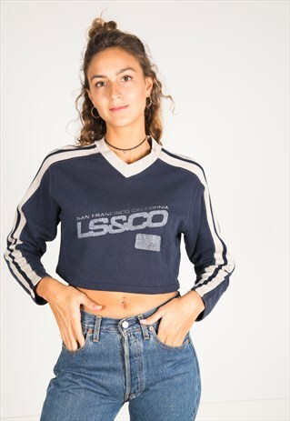 VINTAGE 90S USA CROP SWEATSHIRT/ R051