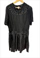 Black beaded heavy pleated skirt dress 