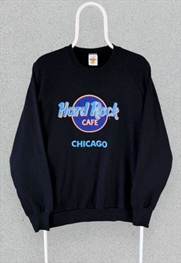 Hard Rock Cafe Chicago Sweatshirt Black Made USA 80s Mens XL