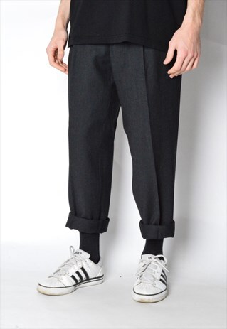 VINTAGE 90S DARK GREY WOOL BLEND PANTS