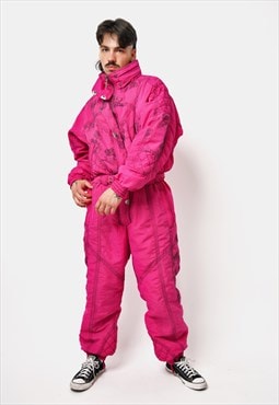 90s vintage ski suit in pink colour unisex Winter warm retro