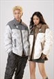 QUILTED BOMBER PADDED SHIRT JACKET BUTTON UP PUFFER IN CREAM