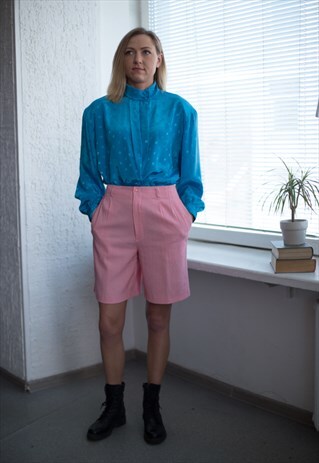 VINTAGE 80'S PINK HIGH WAIST SHORTS WITH SIDE POCKETS