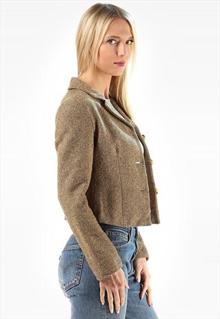 VINTAGE WOOL JACKET CROP FITTED