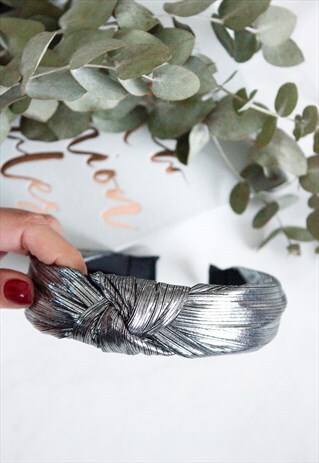 SILVER METALLIC TOP KNOT ALICE HEAD BAND