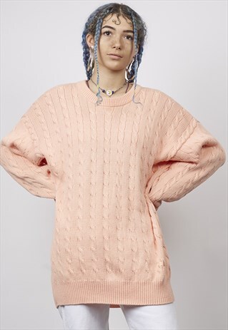 VINTAGE 90'S FILA PINK CABLE KNIT JUMPER