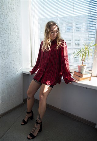 VINTAGE 70'S RED ANIMAL PRINT SHIRT